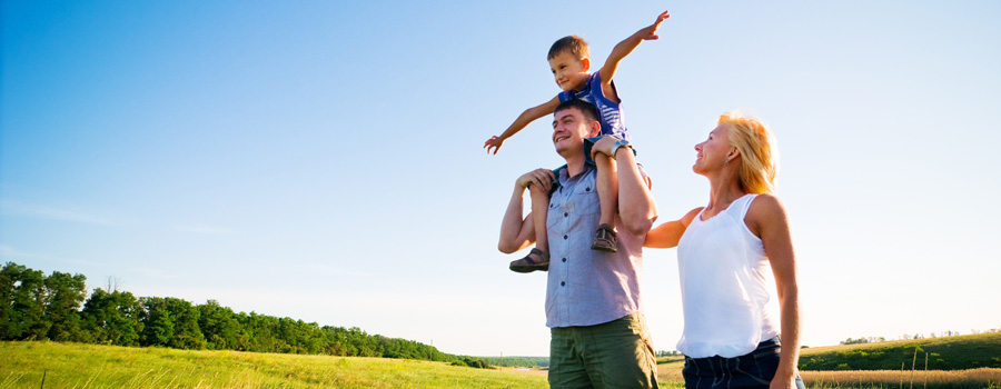 A family enjoying time outdoors